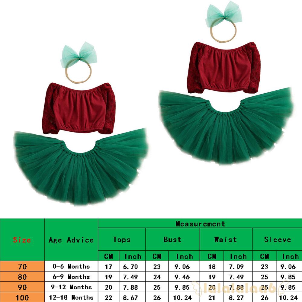 ◕ω◕Christmas Baby Girl Lace T-shirt +Tutu Party Swing Skirt