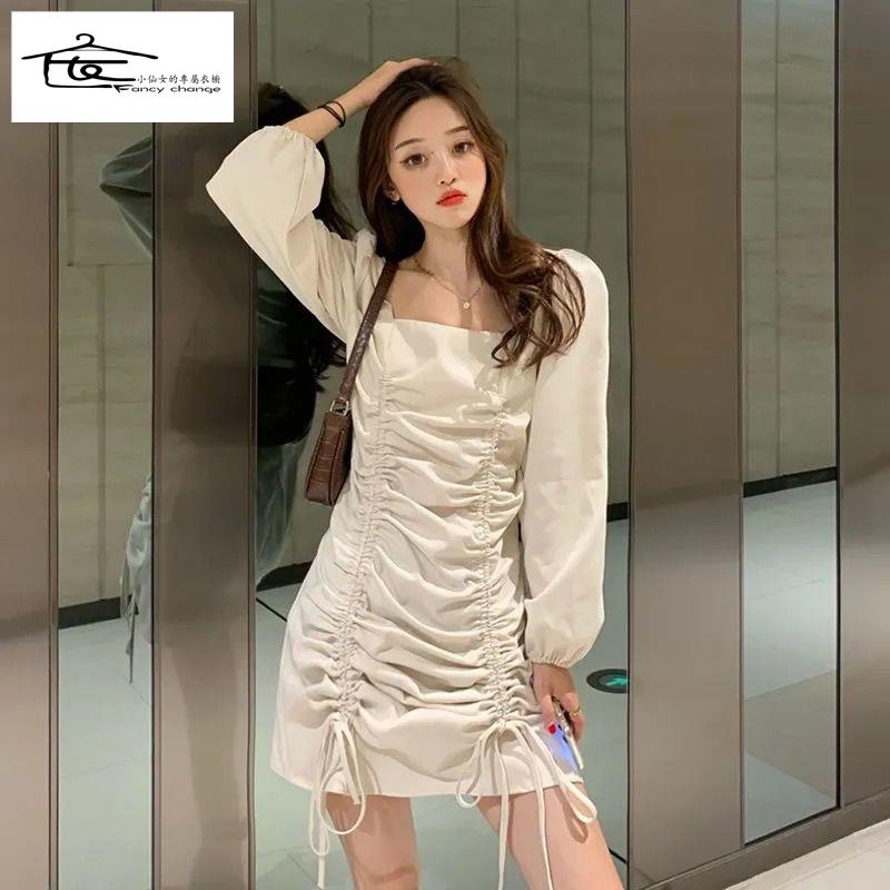 Đầm Dáng Ôm Xếp Ly Có Dây Buộc Thời Trang Hàn Quốc Chất Lượng Cao Hàng Mới