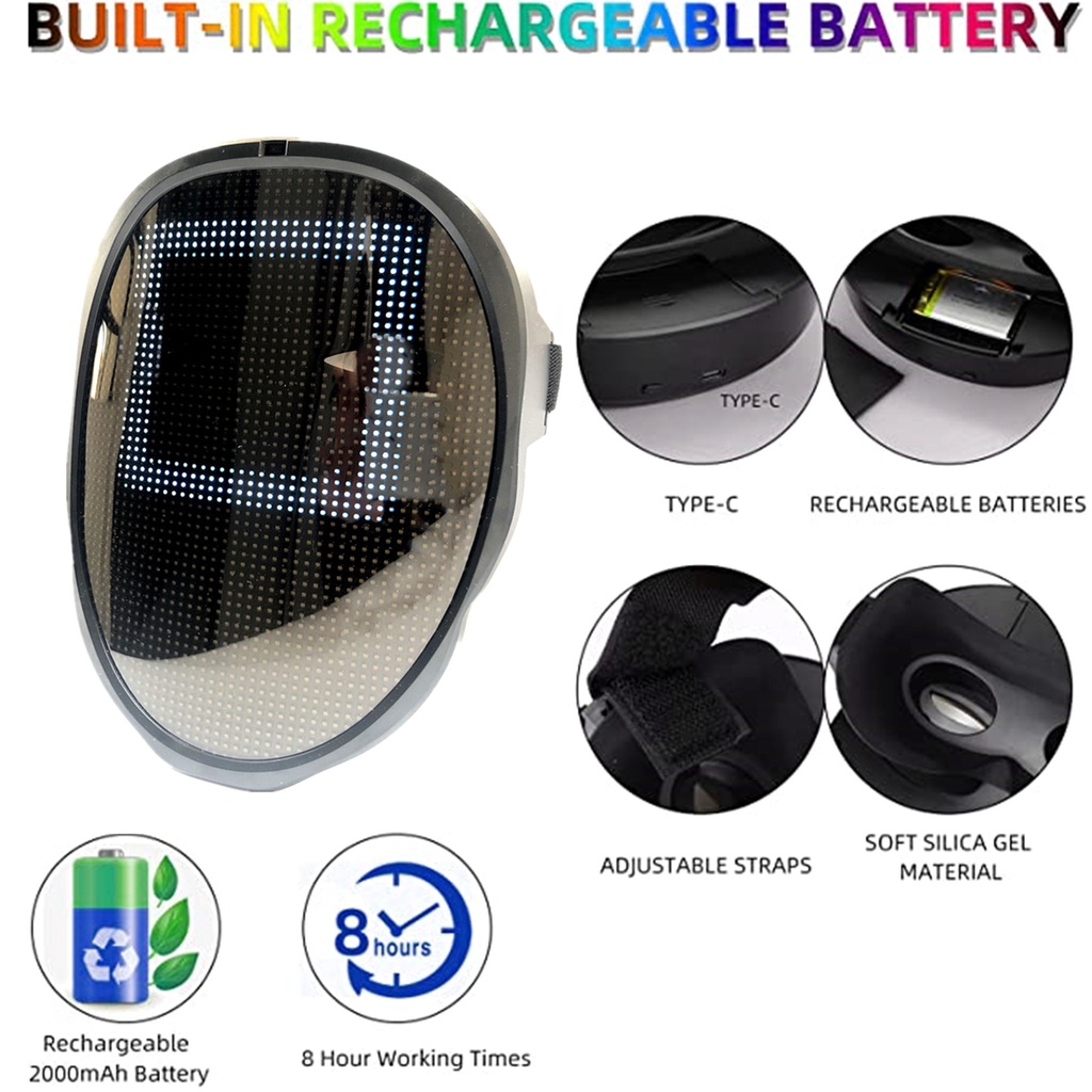 Mặt Nạ Hóa Trang Halloween Tích Hợp Đèn LED RGB Kết Nối Bluetooth