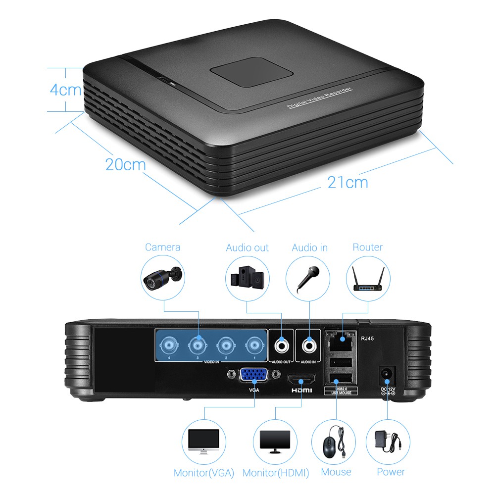 Máy quay phim HAMROL 5MP-N AHD / N DVR 4 8 kênh thiết kế 5 trong 1 thích hợp cho CCTV AHD DVR NVR