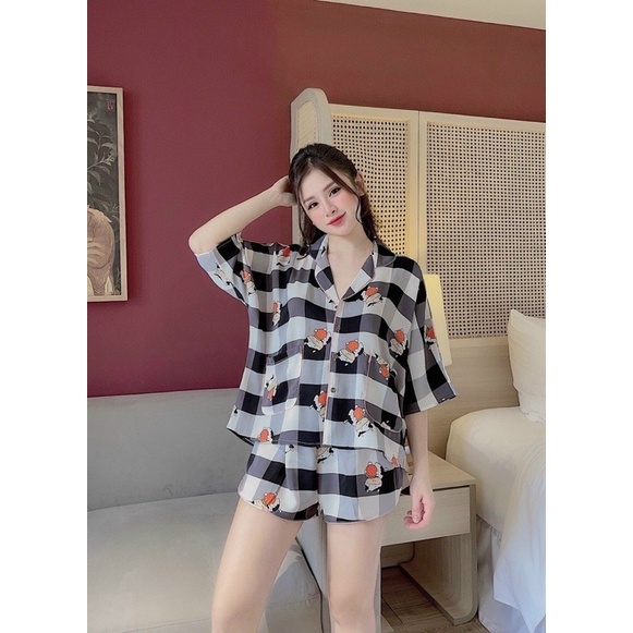 Đồ Ngủ Pijama Lụa Mango, Tay Dơi Quần Ngắn Siêu Xinh, Tiểu Thư Mềm Mịn, Độc Lạ Khó Tìm, Sang Chảnh Hàn Quốc