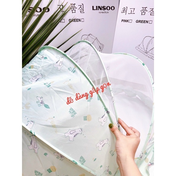 Màn chụp gấp gọn cho bé - Mùng chụp chống muỗi cho bé sơ sinh, bé lớn an toàn tuyệt đối