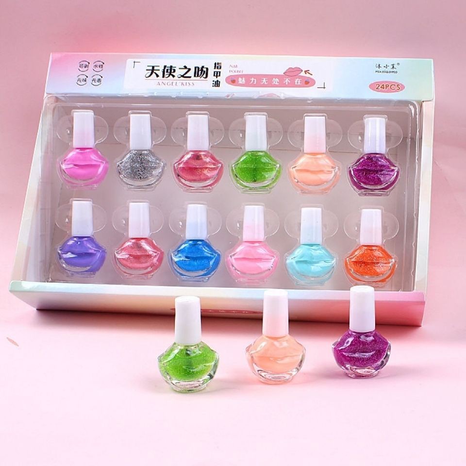 Hộp sơn móng tay 12 màu không độc hại chống thấm nước có thể giặt sạch cho bé