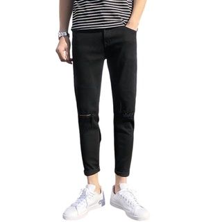 Quần Jean nam VN CLO rách gối đen - QJ029