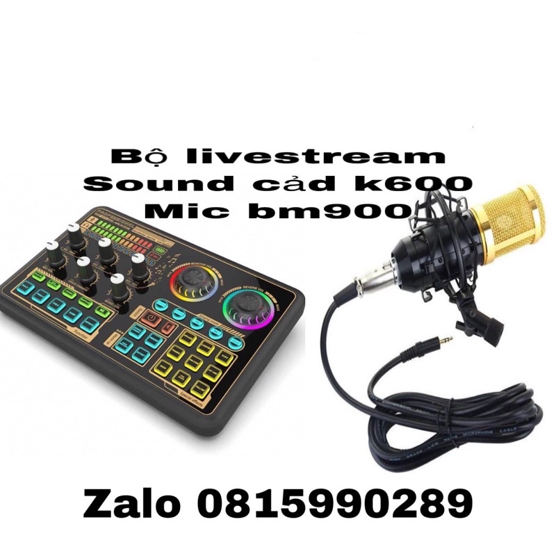 Bộ Mic Hát Livestream Sound Card K600 &amp; Mic BM900 . Âm Thanh Cực Hay , Dễ Dàng Lắp Đặt . Bảo Hành 12 Tháng