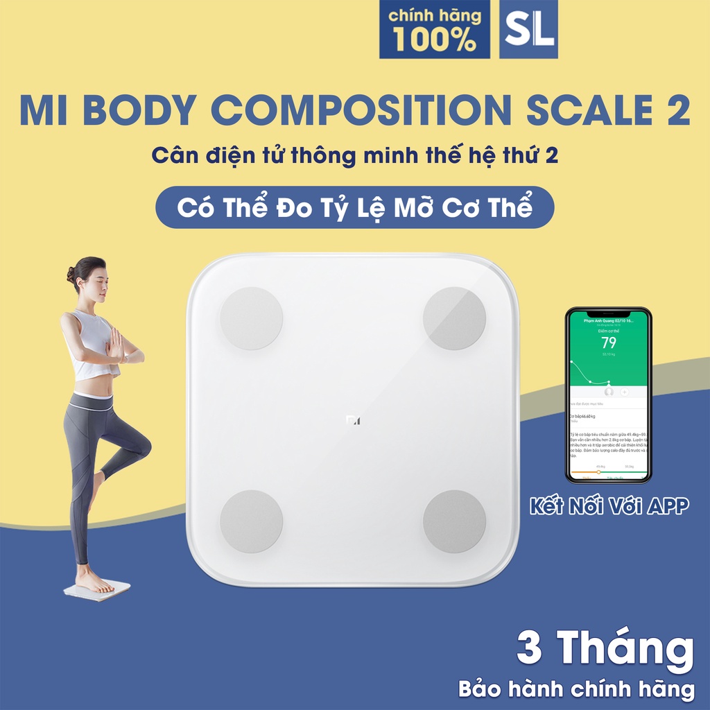 Cân Sức Khỏe Điện Tử Thông Minh Xiaomi Mi Body Scale 2 / Mi Scale 2 - Độ Chính Xác Cao - Kết Nối Điện Thoại