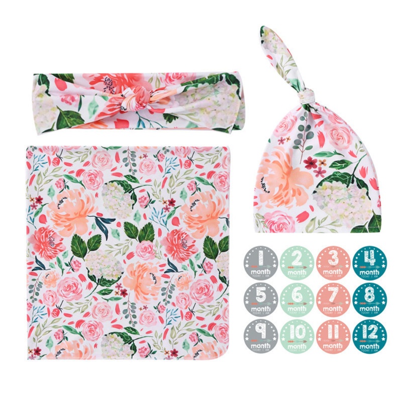 Chăn Quấn Kèm Băng Đô Mềm Mại Dành Cho Bé Sơ Sinh 0-3 Tháng Tuổi