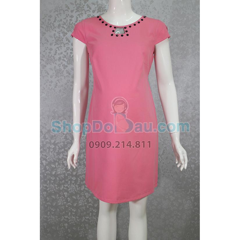 Đầm bầu cổ tròn - kết nút - kate kaki (Mã số: DB1401)