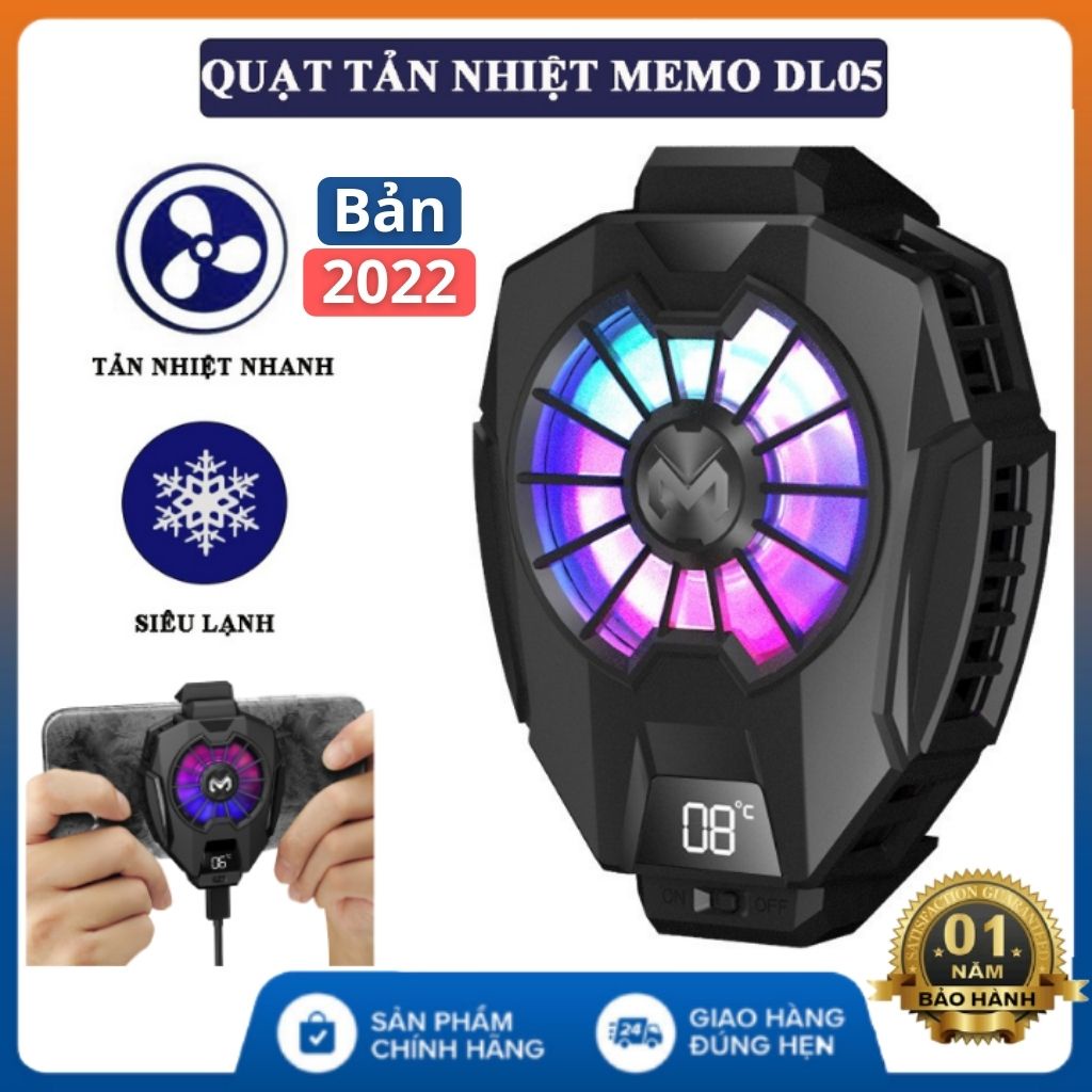 Quạt tản nhiệt điện thoại MEMO DL05 - sò lạnh siêu mát có đèn led rgb, hiển thị nhiệt độ , dl05 2022