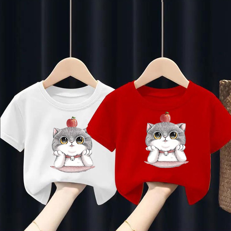 NRVP Áo thun tay ngắn cổ tròn in họa tiết hoạt hình thời trang cho bé 3-11 tuổi