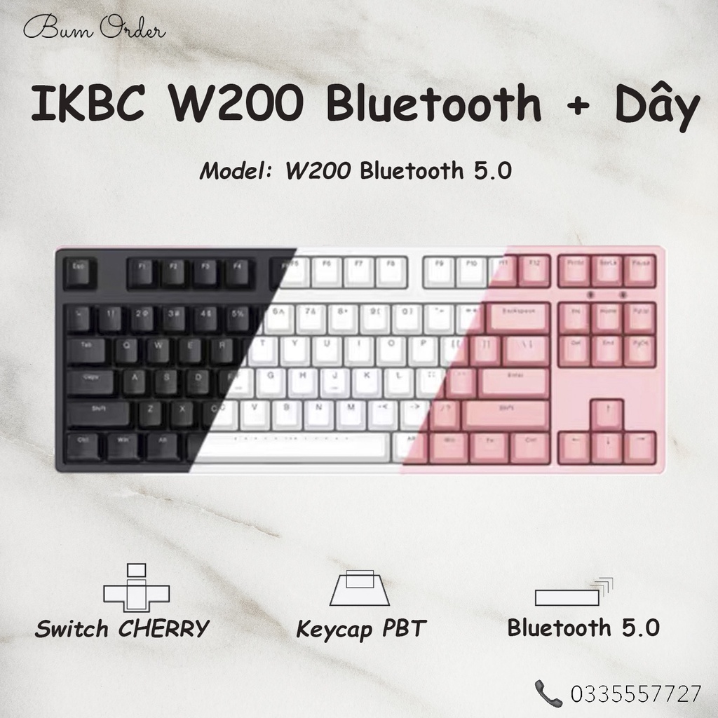 Bàn Phím Cơ iKBC W200 - Kết Nối Bluetooth + Có Dây