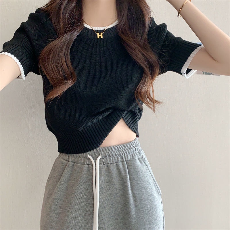 Áo Sweater Ngắn Tay Cổ Tròn Thời Trang Cho Nữ  tao bao
