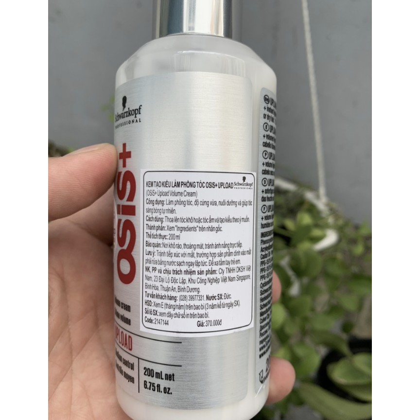 Gel Tạo Phồng Tóc Osis+ Schwarzkopf 2 Upload 200ml