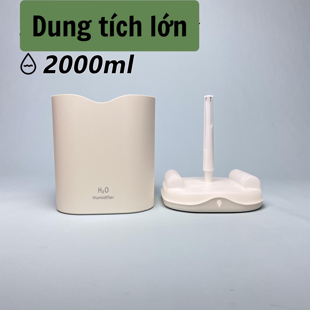 Máy Phun Sương Tạo Độ Ẩm Máy Khuếch Tán Tinh Dầu Công Suất Lơn 2000ml 2 Vòi Phun Cổng Sạc Usb