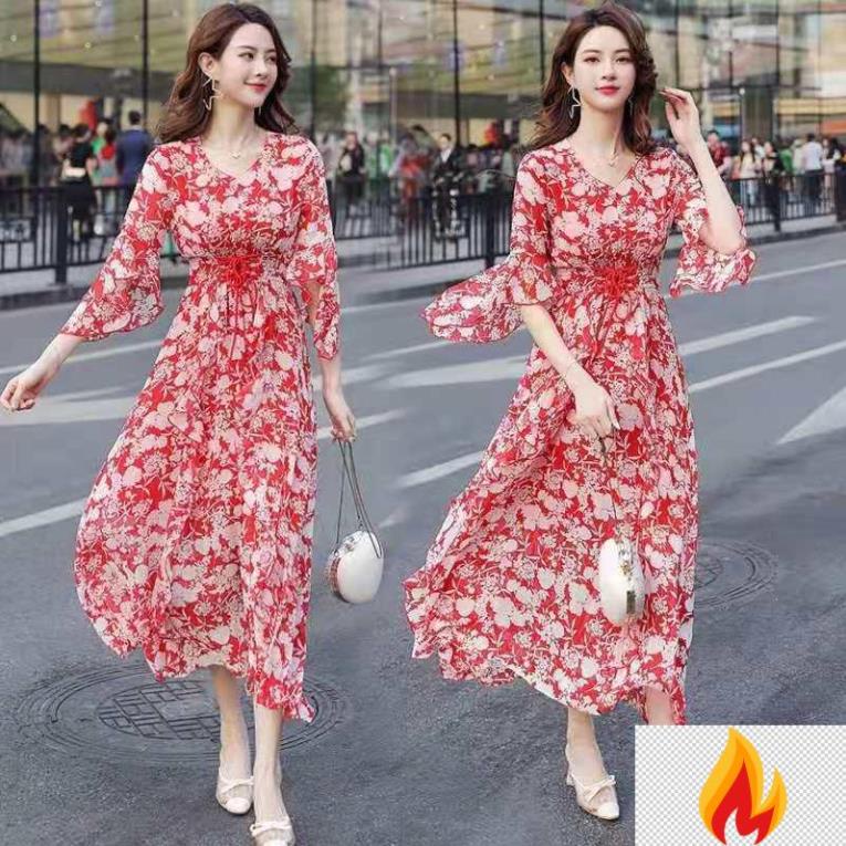 Đầm Chiffon Dài Dáng Ôm In Hoa Thời Trang Mùa Hè Chất Lượng Cao 2022 Mới Cho Nữ 0J9*d