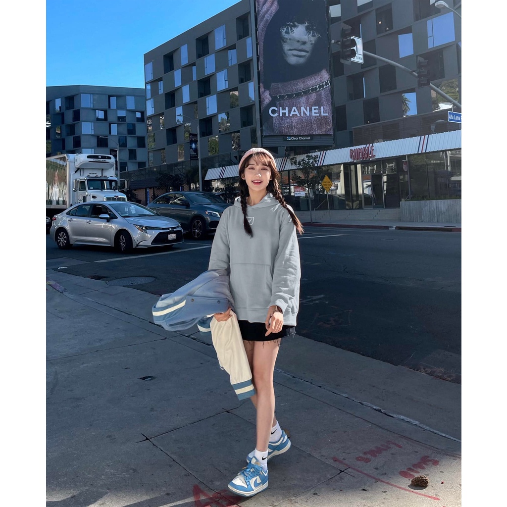 Áo hoodie local brand Logo Morning Warning, unisex nam nữ, form rộng