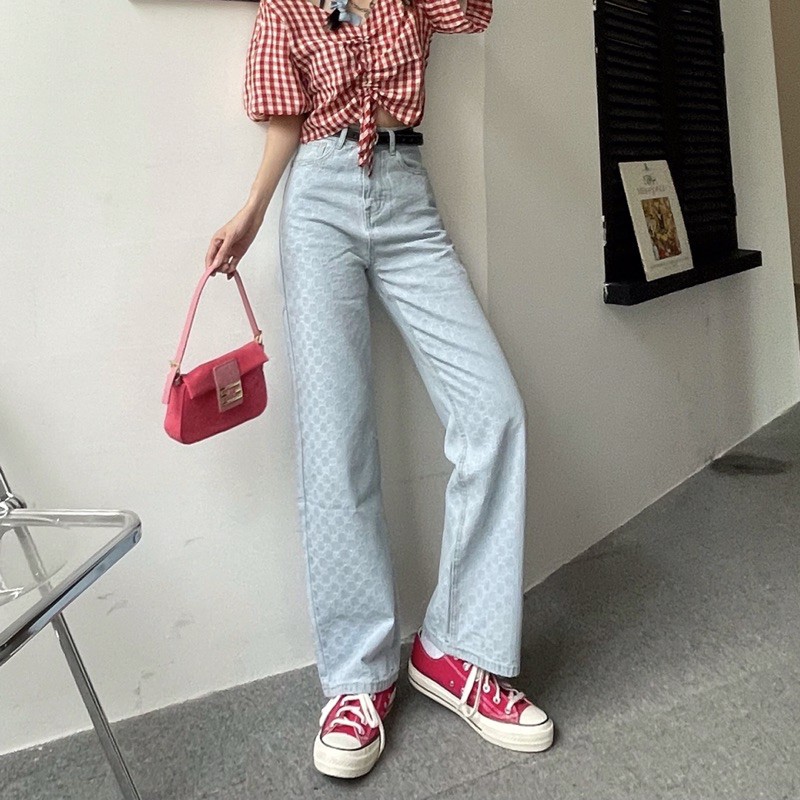 [Unicool.clo] Quần Jeans ống suông hoạ tiết Gucci