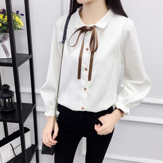 Áo sơ mi tay bồng thắt nơ thời trang cho nữ