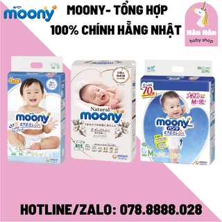 (MOONY TỔNG HỢP)Bỉm Tã Dán/Quần Moony Nội Địa Nhật Đủ Size NB111/S102/M78/M70/L54/XL46