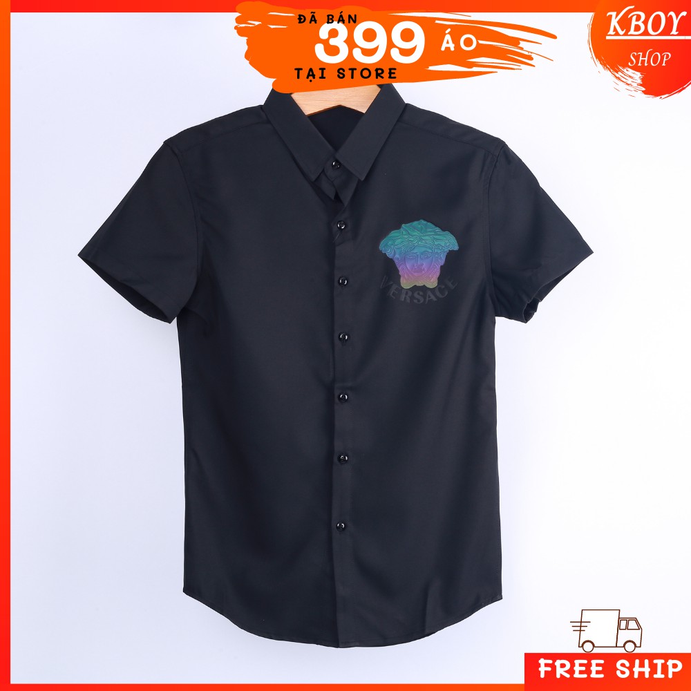 Áo sơ mi tay Ngắn/Dài -Hàng quãng châu,Họa Tiết Logo trước Ngực,Bigsize ,mềm mịn,Co giãn tốt, trẻ trung- F105/F105-1 | BigBuy360 - bigbuy360.vn
