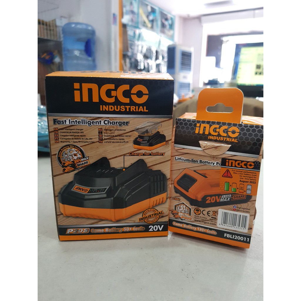 Combo pin sạc Ingco FBLI2001 FCLI2001 20V