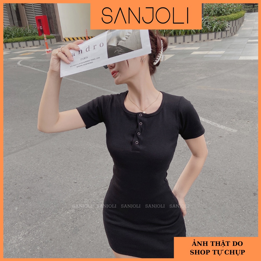 Đầm Body Tay Ngắn SANJOLI Váy Ôm Sexy Dáng Dài Thiết Kế Cổ Vuông Chất Thun Len Gân Thoải Mái  VD053 | BigBuy360 - bigbuy360.vn