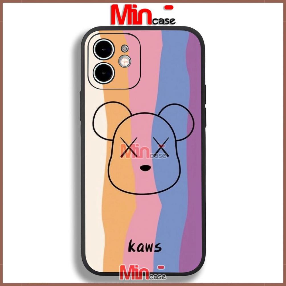 Ốp lưng iPhone Gấu Kaws cạnh viền vuông silicon dẻo cho iphone 6/6s/7/8/X/XS/XR/11/12/13 Pro Plus Max cute dễ thương