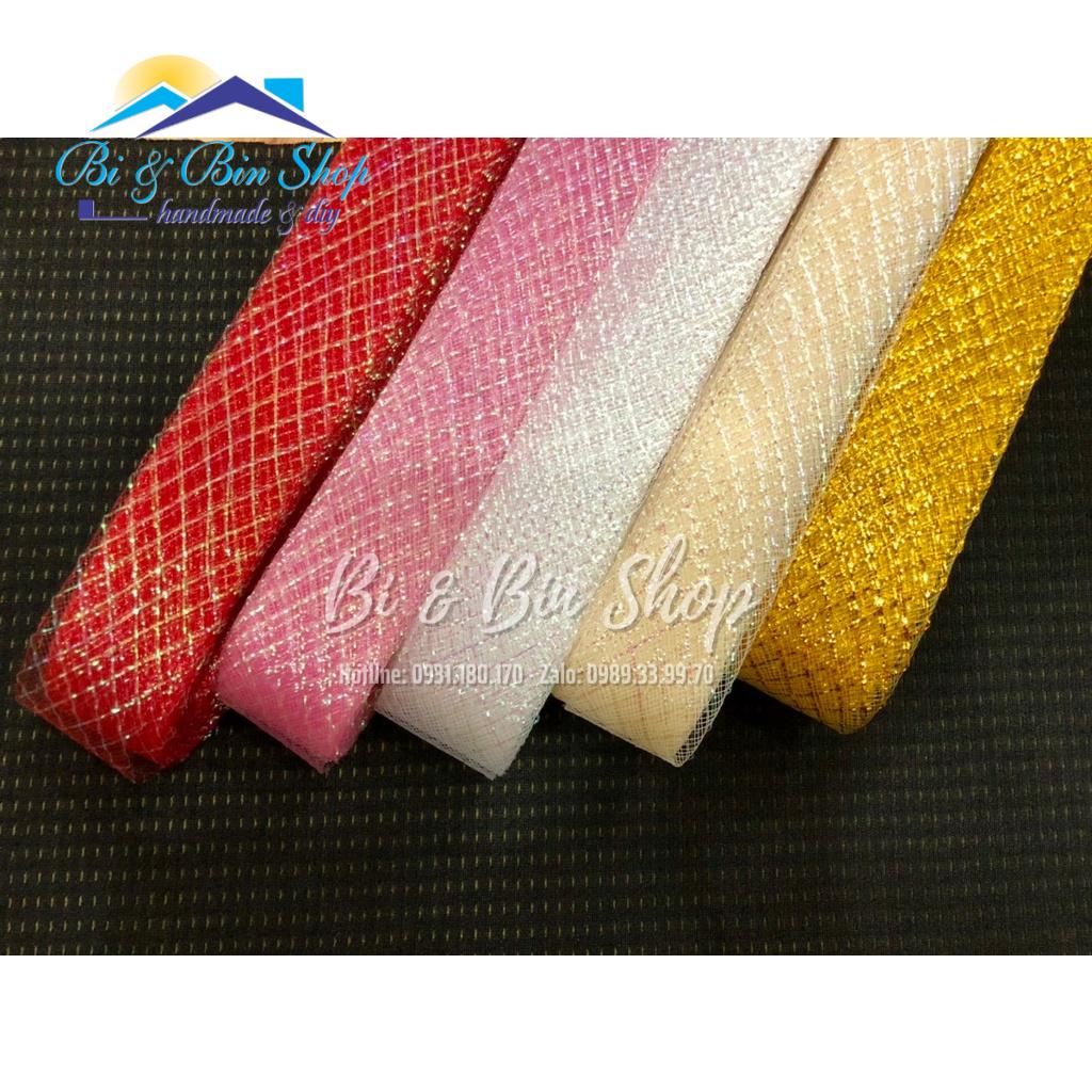 Sỉ Xấp 22m Ruy Băng Lưới Karo Rộng 4,5cm Làm Bó Hoa Cưới, Hoa Cô Dâu Và Phụ Kiện Trang Trí