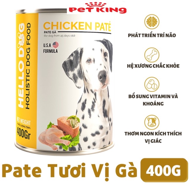 [MẪU MỚI ]Pate Hello Dog Chicken 400gr làm từ thịt Gà Tươi