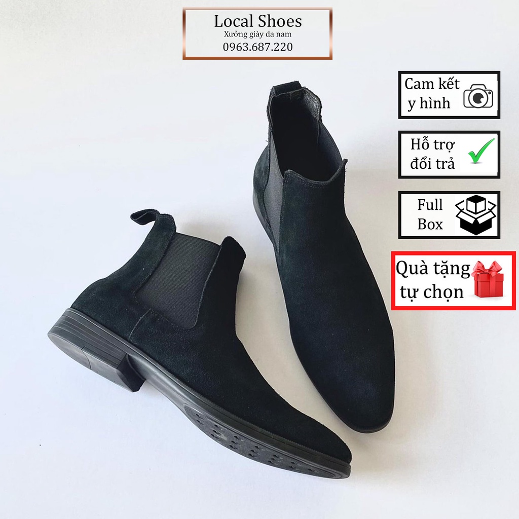 [ Cải tiến chun thẳng ] Chelsea Boot nam da lộn, giày bot nam