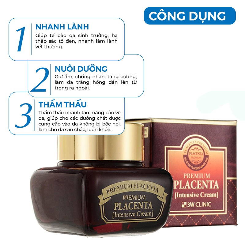 Kem dưỡng da chống lão hóa làm trắng dưỡng ẩm Chiết xuất từ nhau thai cừu 3W Clinic Hàn Quốc 50ml