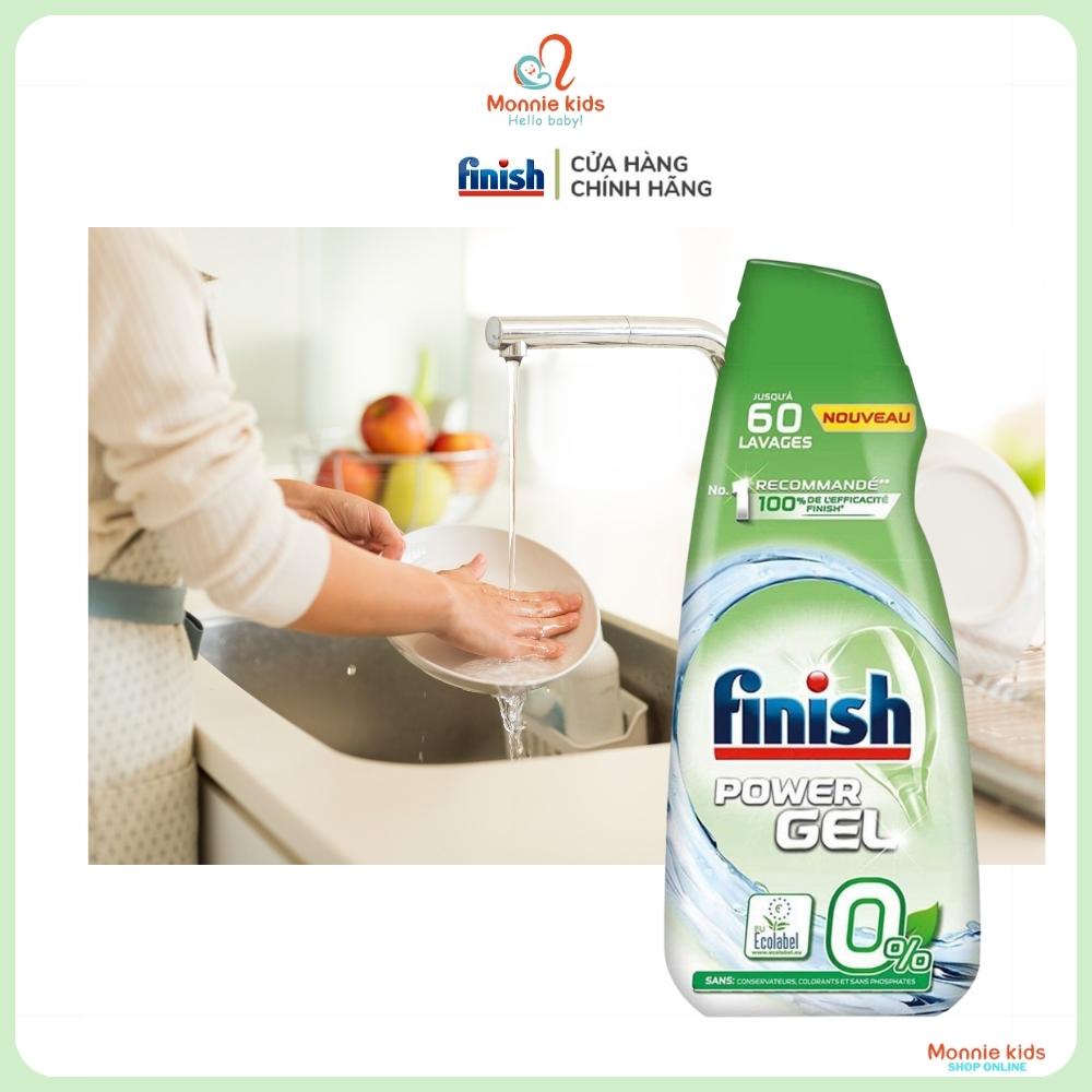 Gel rửa chén bát Finish Max eco 0% đậm đặc 900 ml, nước rửa bình sữa cho bé - Monnie Kids