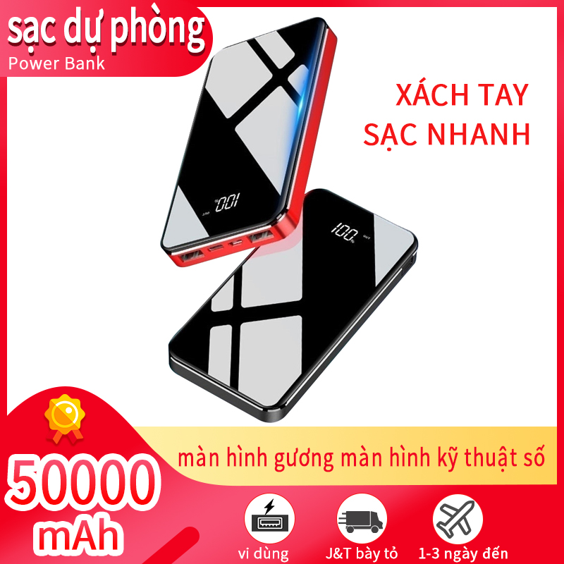Pin Sạc dự phòng 50000 mah Màn hình LED Display 2 cổng USB Sạc nhanh Với Đèn pin