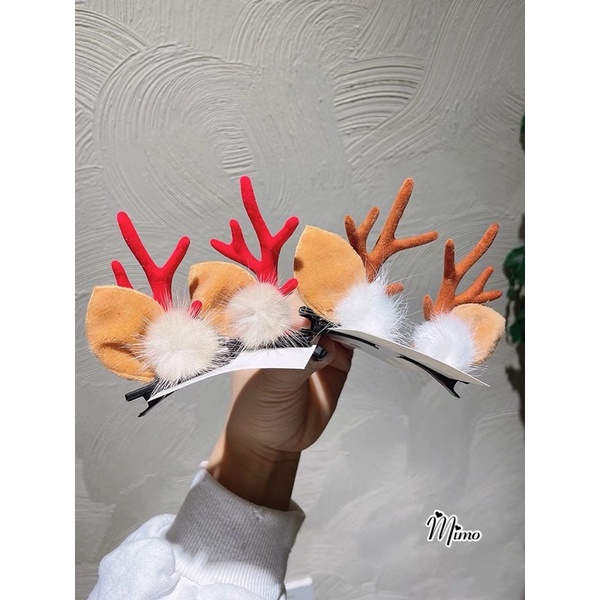 Kẹp tóc Giáng sinh sừng tuần lộc cute, set 2 kẹp tóc noel nhiều mẫu làm phụ kiện chụp ảnh, hóa trang