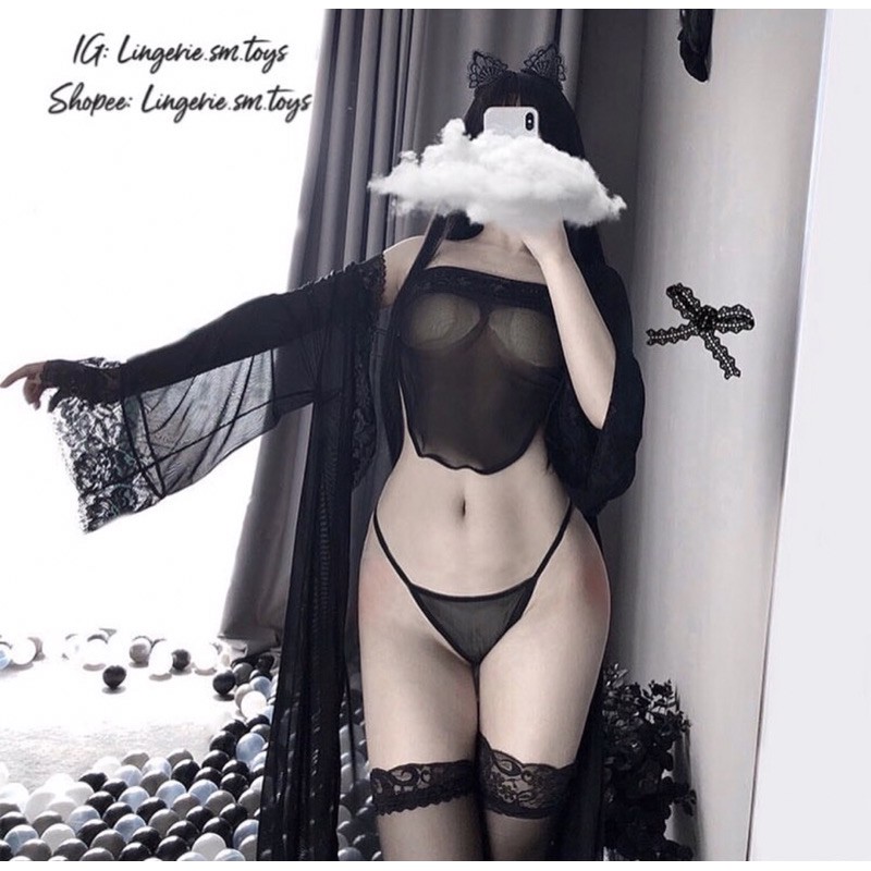 ll2304Chinese Kimono Set/Áo Yếm Choàng Ren Dáng Dài Trung Hoa • LL2304