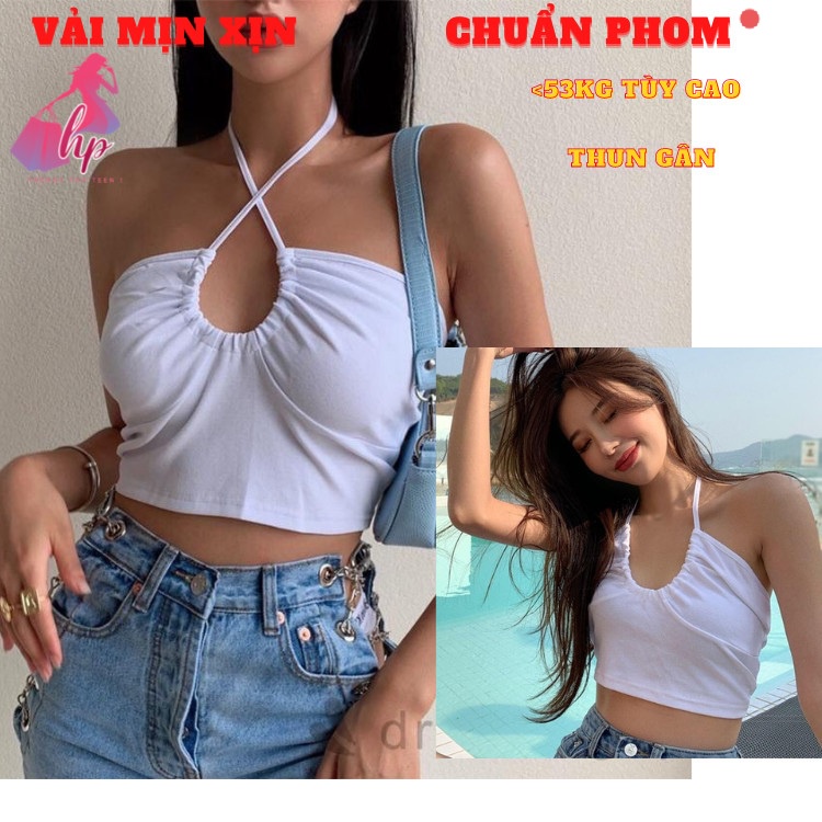 áo croptop kiểu nữ ôm body khoét ngực phối dây màu trắng đen thun gân cực xinh mẫu mới 2020 mã A145