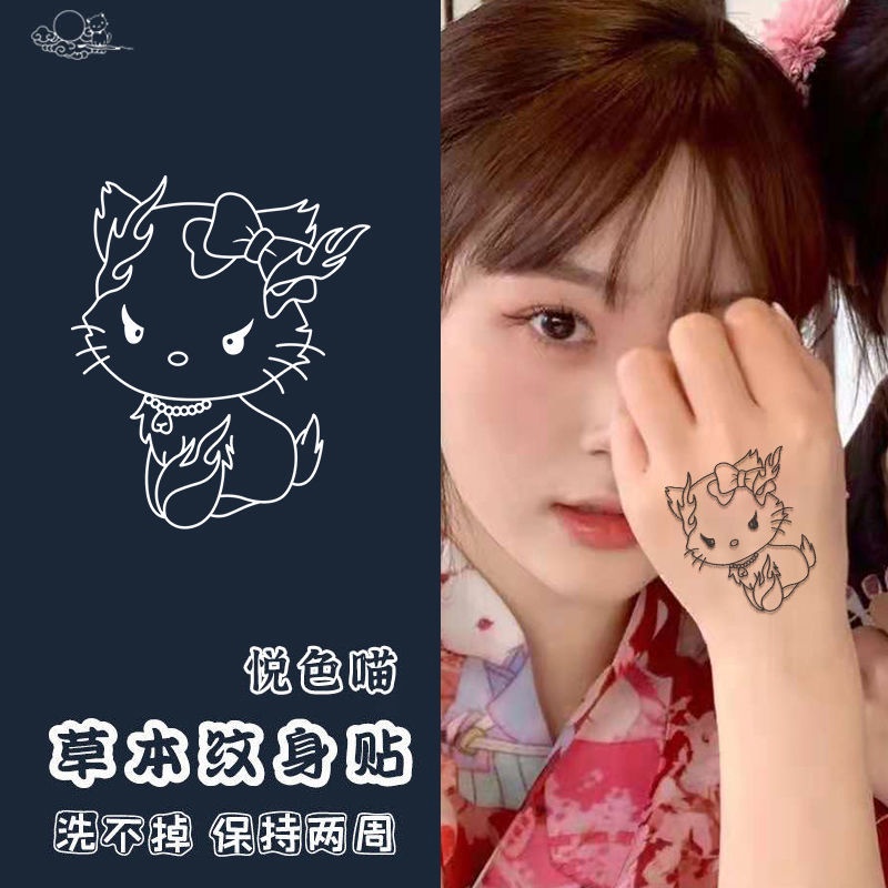 Hình Xăm Dán Cổ Tay Họa Tiết Hello Kitty Hoạt Hình Chống Thấm Nước Lâu Trôi
