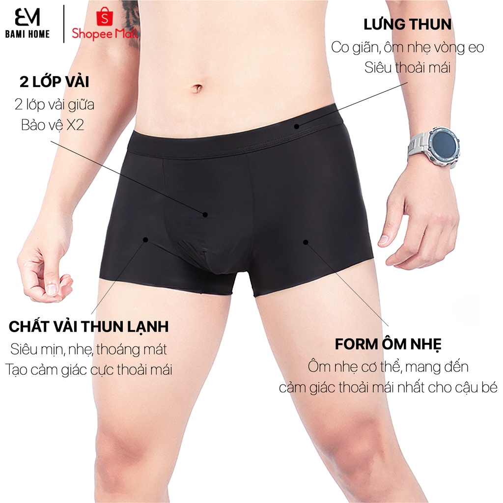 Quần sịp lót nam đáy boxer BAMI HOME chất su lạnh mềm mại co dãn thấm hút cực mát QS- 017