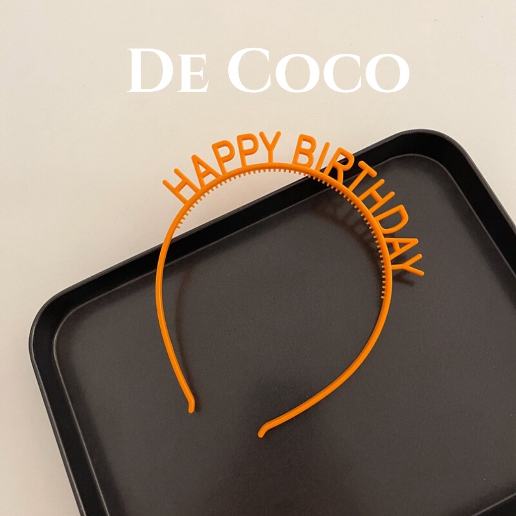 Bờm nhựa sinh nhật, cài tóc happy birthday De Coco