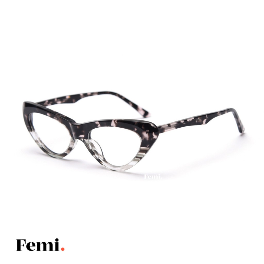 Gọng kính cận nữ mắt mèo Femi Kara chính hãng mắt kính nữ Acetate cao cấp