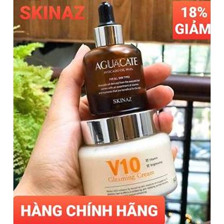 COMBO bộ đôi tinh chất bơ và kem v10 dưỡng đêm , skinaz hàng chính hãng