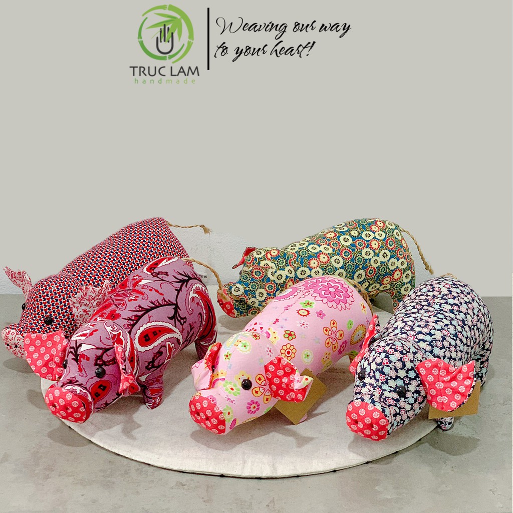 Đồ Chơi Cho Bé Thú Nhồi Bông Hình Con Heo Vải Hoa Bông Gòn Cao Cấp - Trúc Lâm Handmade