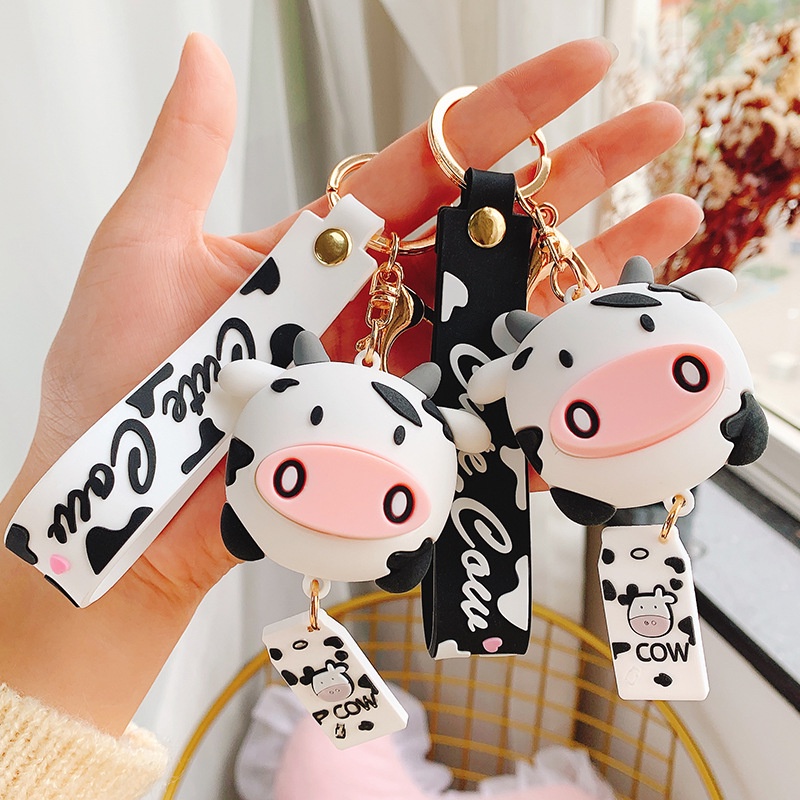 Móc khoá bò sữa silicon nhựa đặc cao cấp cute