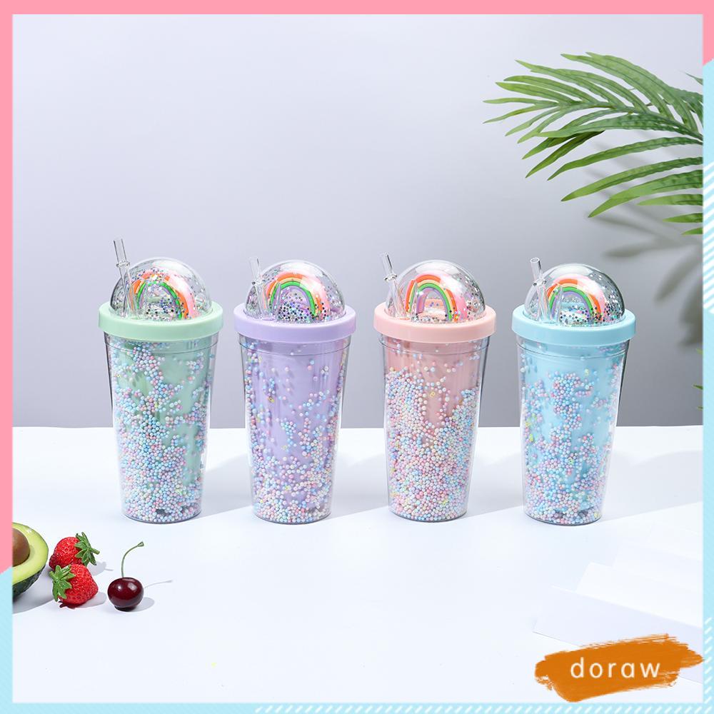 Cốc Uống Nước 550ML Bằng Nhựa Không BPA Màu Cầu Vồng