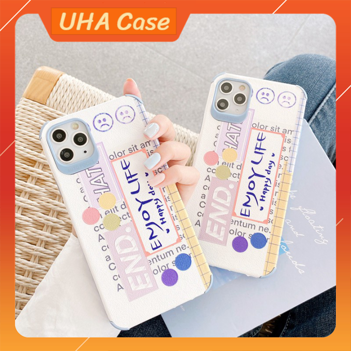 [UHA Case] Ốp lưng iphone Enjoy Life da viền chống va đập 5/5s/6/6plus/6s/6splus/7/7plus/8/8plus/x/xr/xs/11/12/pro/max