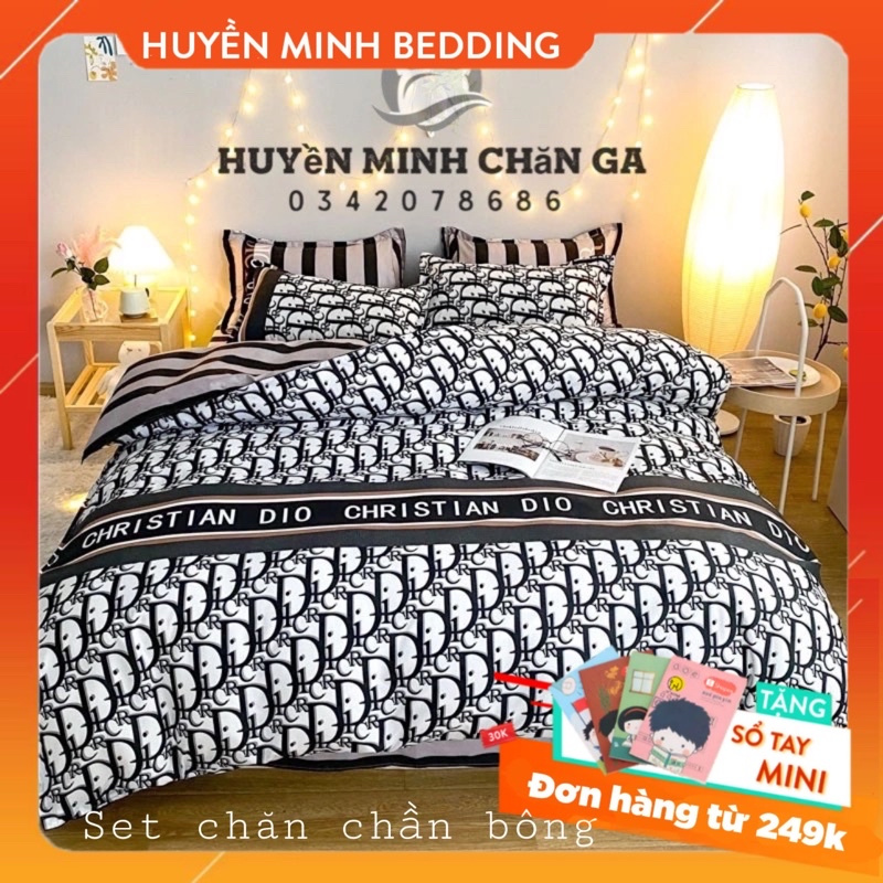 BỘ CHĂN GA VÀ VỎ GỐI  POLY COTTON Chăn Chần Bông Mẫu Ib Shop - Bộ Chăn Ga Gối 5 Món Cao Cấp