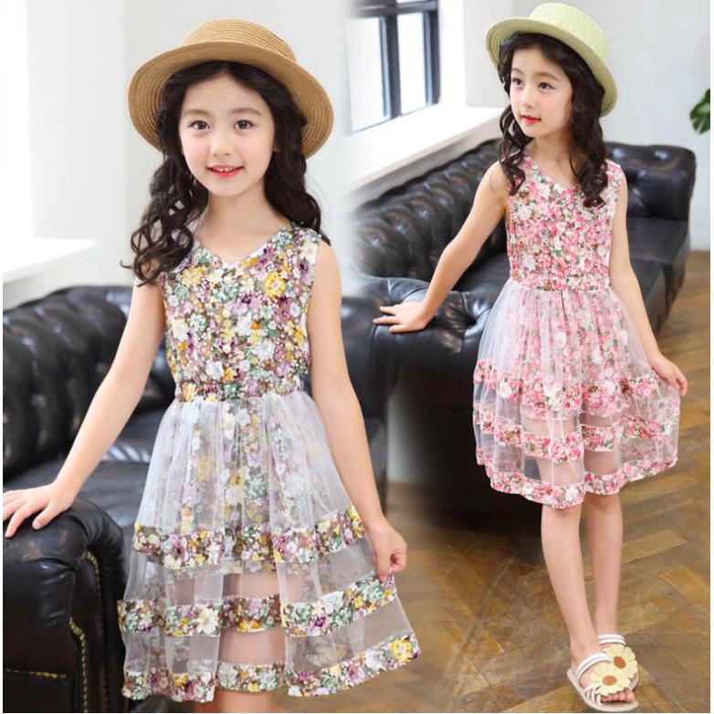 Đầm bé gái thoáng mát xinh xắn đầm trẻ em