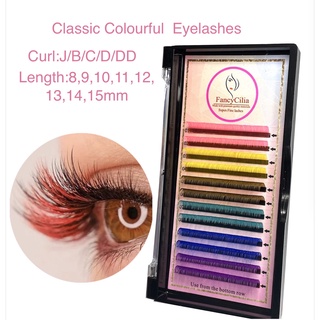 Lông mi tròn đầy màu sắc cá nhân Ghép sợi Đường kính tròn 0,07mm Đường cong J B C D làm bằng tay Lông mi mềm mại tự nhiên