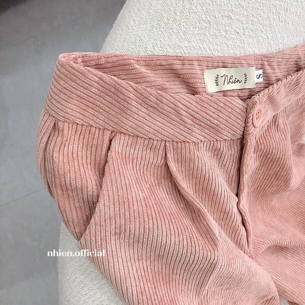 Quần short nhung gân nữ dày dặn Nhienvintage AQ384