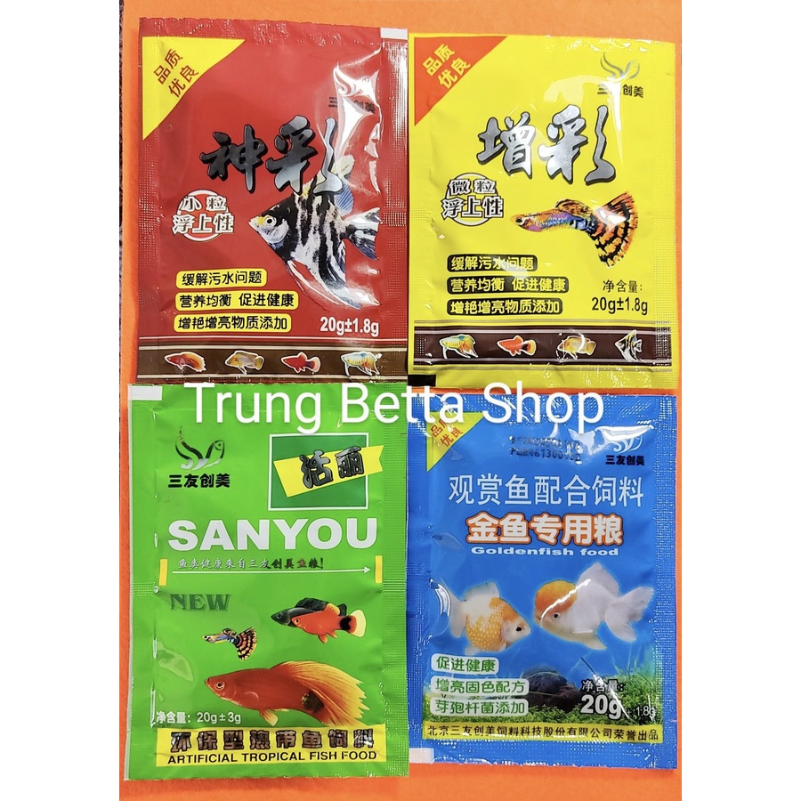 Thức Ăn Cho Cá Bảy Màu Guppy Cá Ông Tiên Cá Vàng Cá Cảnh Gói 20 Gram